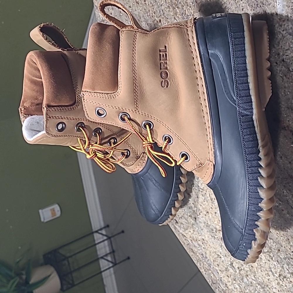 Sorel Cheyanne II Lace Boots - Tan Leather Size 8 - Picture 4 of 12